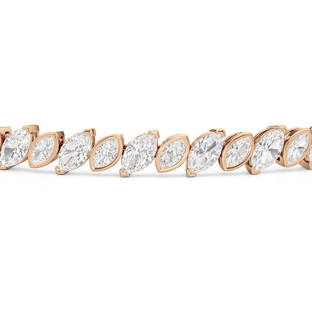 Angled Marquise Bezel Tennis Bracelet with 5 1/2 Cut Diamond in 14KT Rose Gold view 6
