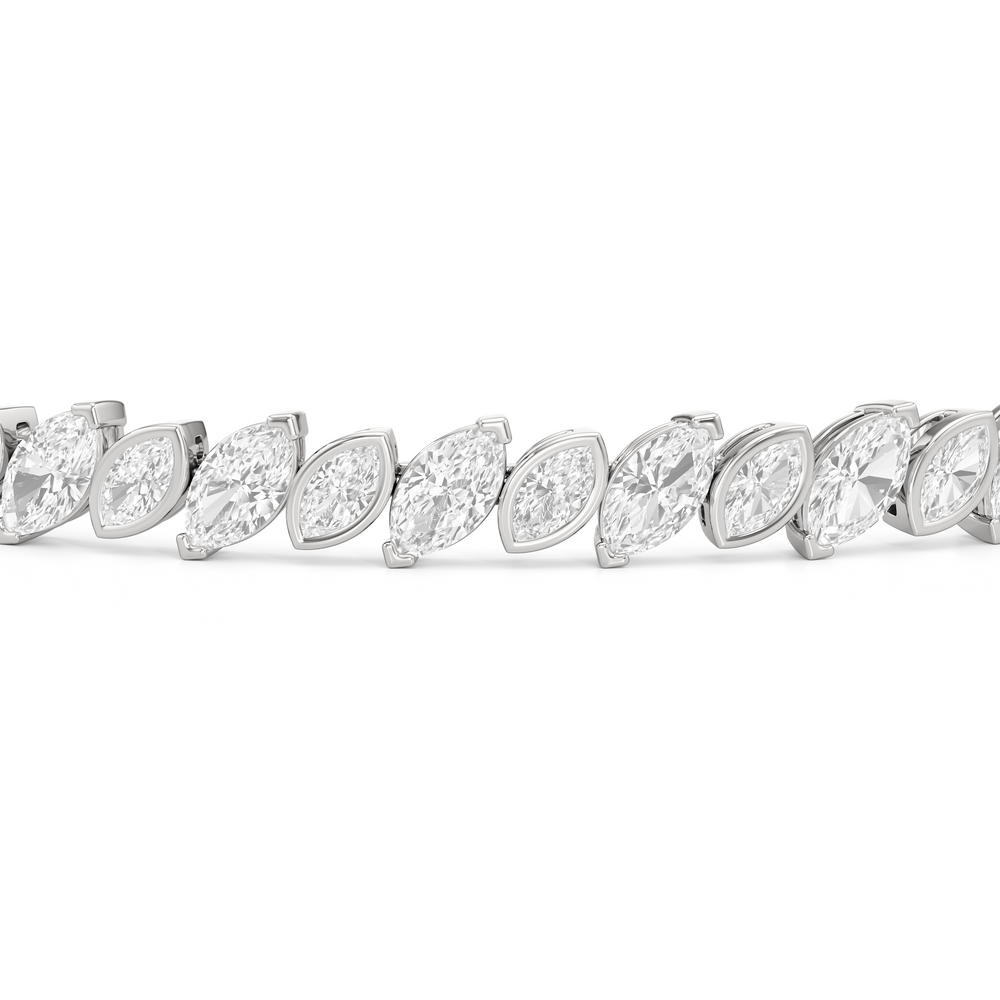 Angled Marquise Bezel Tennis Bracelet with 5 1/2 Cut Diamond in 14KT White Gold view 6

