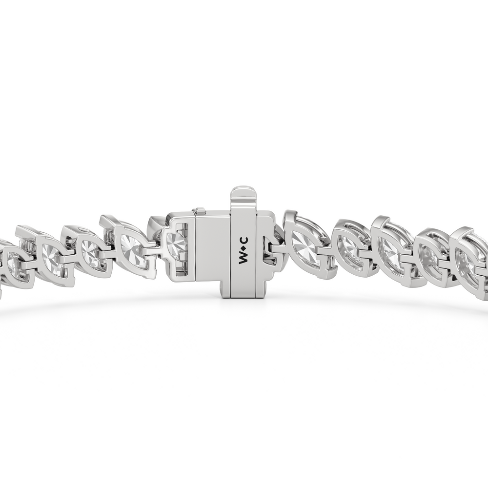 Angled Marquise Bezel Tennis Bracelet with 5 1/2 Cut Diamond in 14KT White Gold view 7
