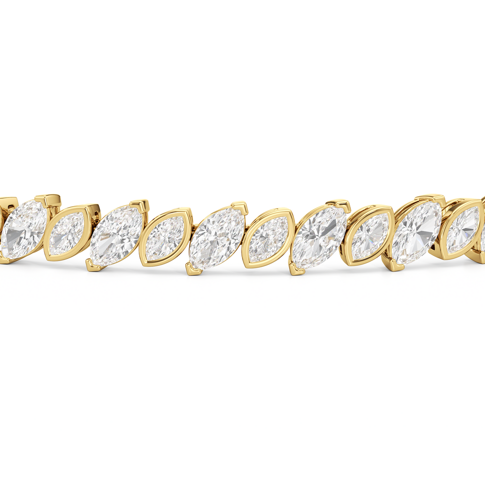 Angled Marquise Bezel Tennis Bracelet with 5 1/2 Cut Diamond in 14KT Yellow Gold view 6
