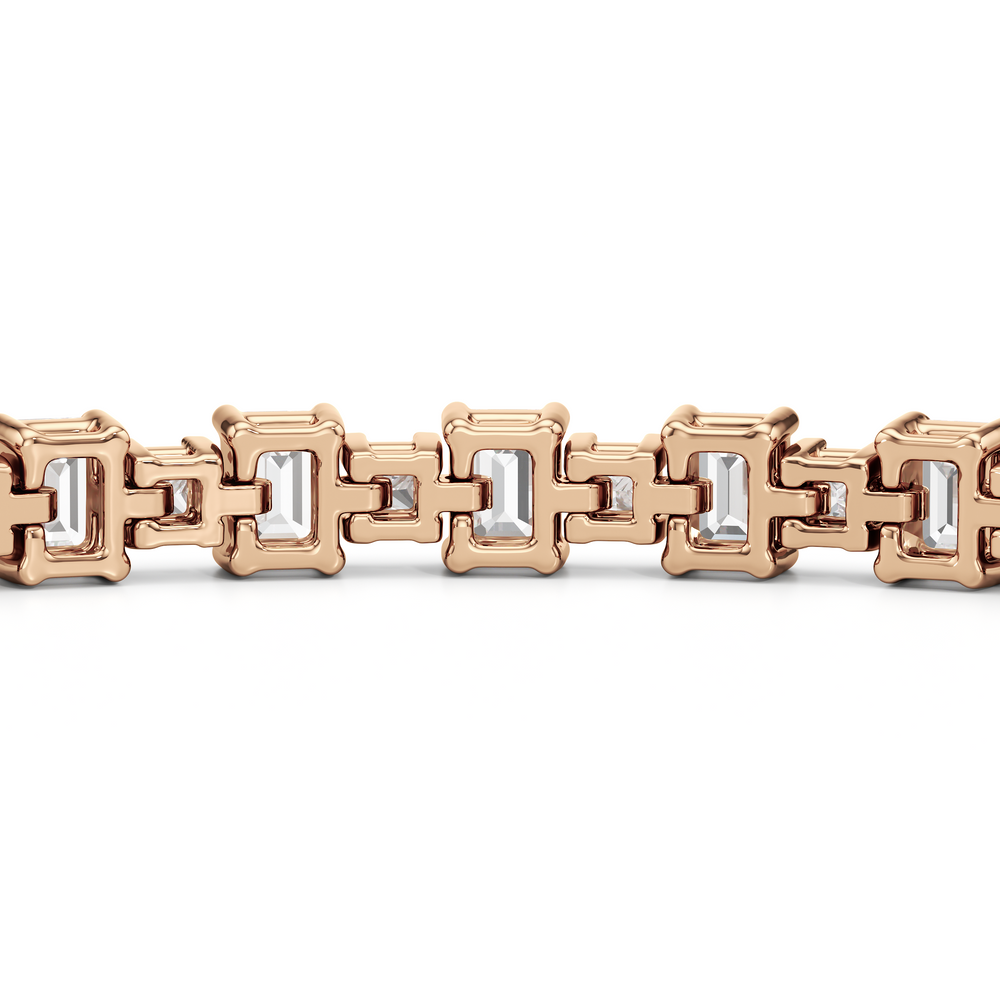 Alternating Emerald and Princess Tennis Bracelet with 5 Cut Diamond in 14KT Rose Gold view 8
