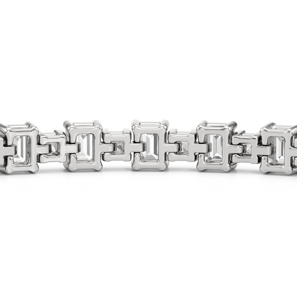 Alternating Emerald and Princess Tennis Bracelet with 5 Cut Diamond in 14KT White Gold view 8
