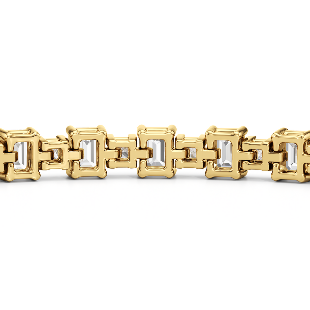 Alternating Emerald and Princess Tennis Bracelet with 5 Cut Diamond in 14KT Yellow Gold view 8

