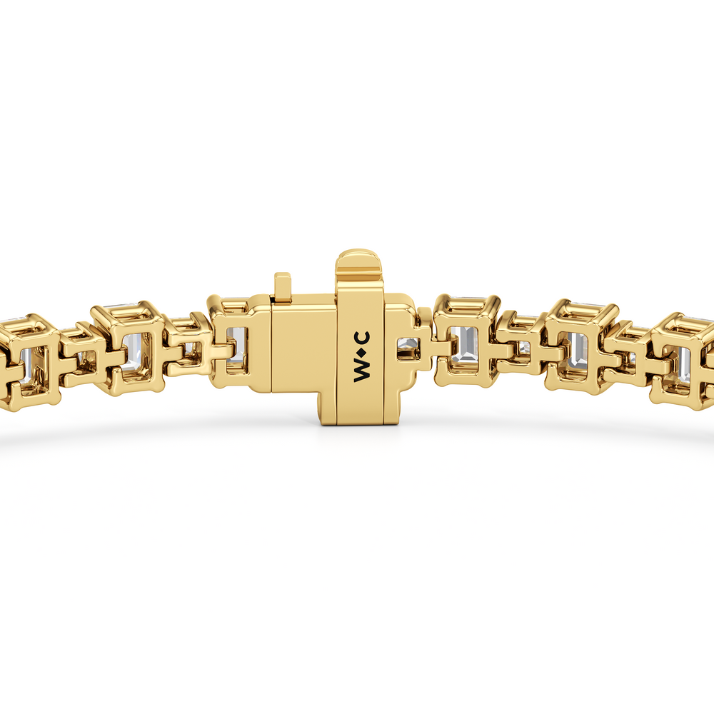 Alternating Emerald and Princess Tennis Bracelet with 5 Cut Diamond in 14KT Yellow Gold view 7
