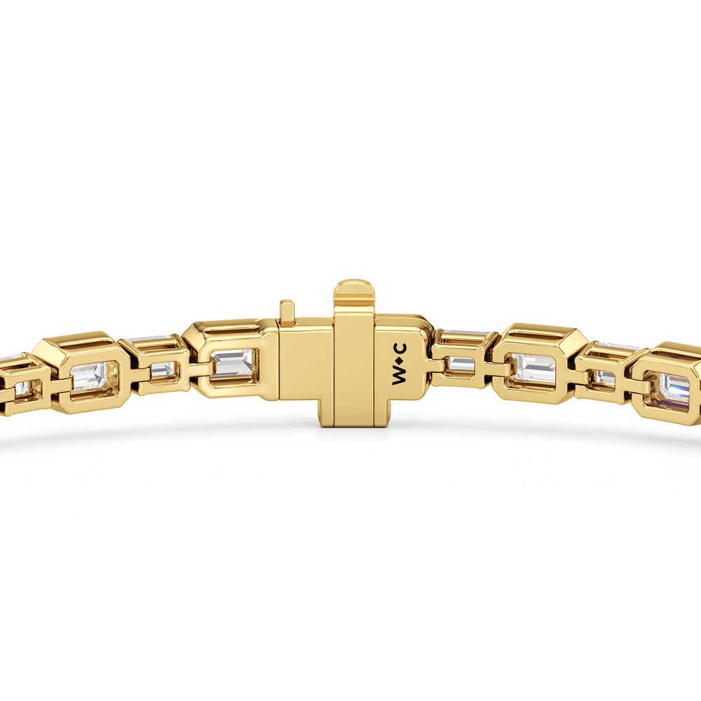 Bezeled Emerald Alternating Tennis Bracelet with 5 1/2 Cut Diamond in 14KT Yellow Gold view 7
