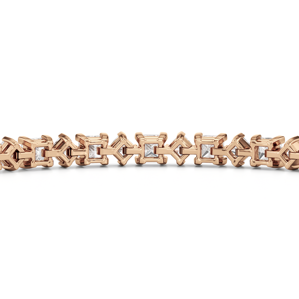 Alternating Princess Tennis Bracelet with 4 3/4 Cut Diamond in 14KT Rose Gold view 8
