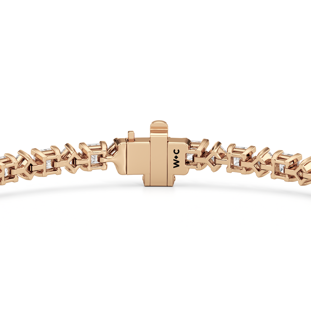 Alternating Princess Tennis Bracelet with 4 3/4 Cut Diamond in 14KT Rose Gold view 7
