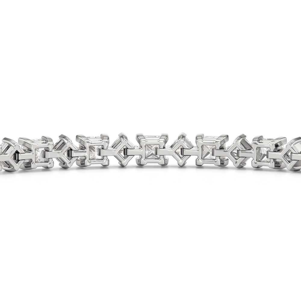 Alternating Princess Tennis Bracelet with 4 3/4 Cut Diamond in 14KT White Gold view 8

