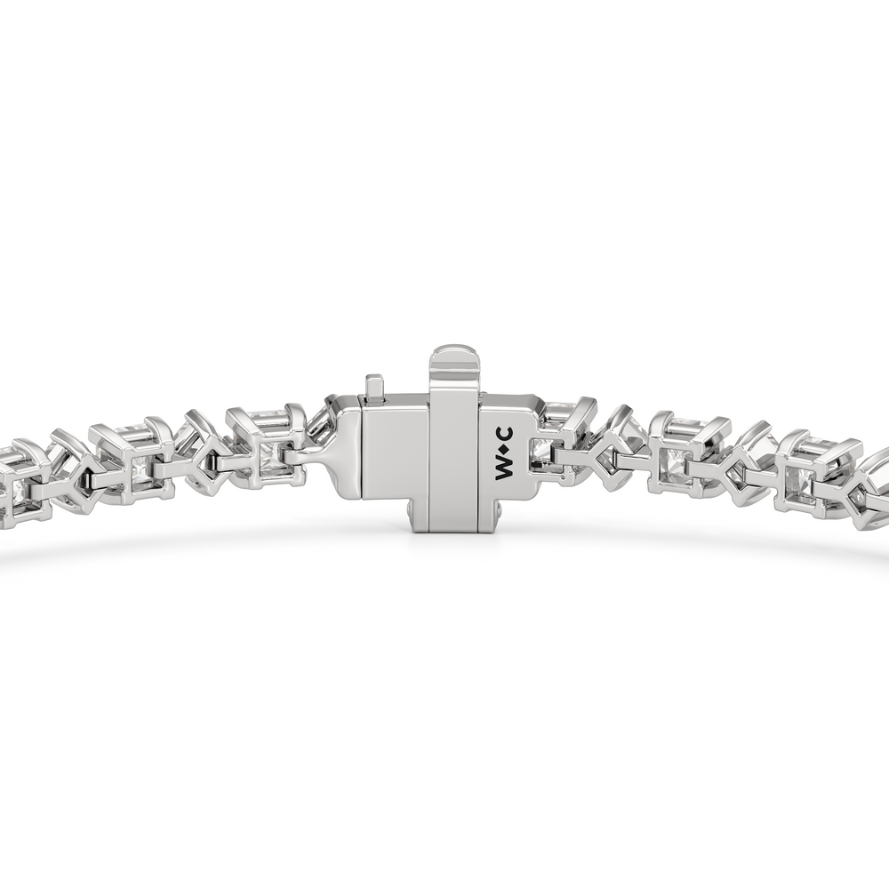 Alternating Princess Tennis Bracelet with 4 3/4 Cut Diamond in 14KT White Gold view 7
