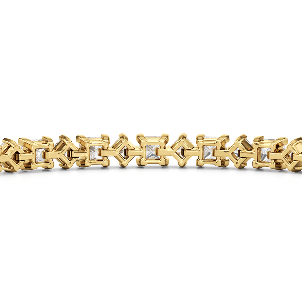 Alternating Princess Tennis Bracelet with 4 3/4 Cut Diamond in 14KT Yellow Gold view 8
