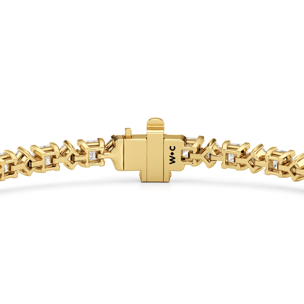 Alternating Princess Tennis Bracelet with 4 3/4 Cut Diamond in 14KT Yellow Gold view 7
