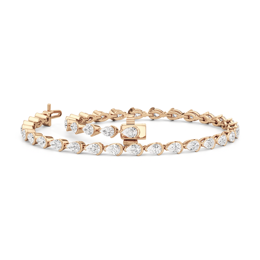 Trailing Pear Tennis Bracelet with 5 1/2 Cut Diamond in 14KT Rose Gold view 3
