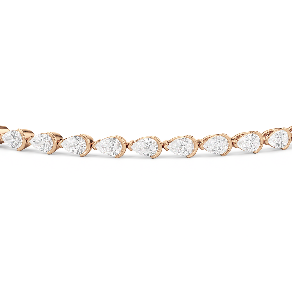 Trailing Pear Tennis Bracelet with 5 1/2 Cut Diamond in 14KT Rose Gold view 6
