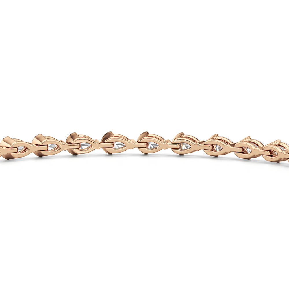 Trailing Pear Tennis Bracelet with 5 1/2 Cut Diamond in 14KT Rose Gold view 8
