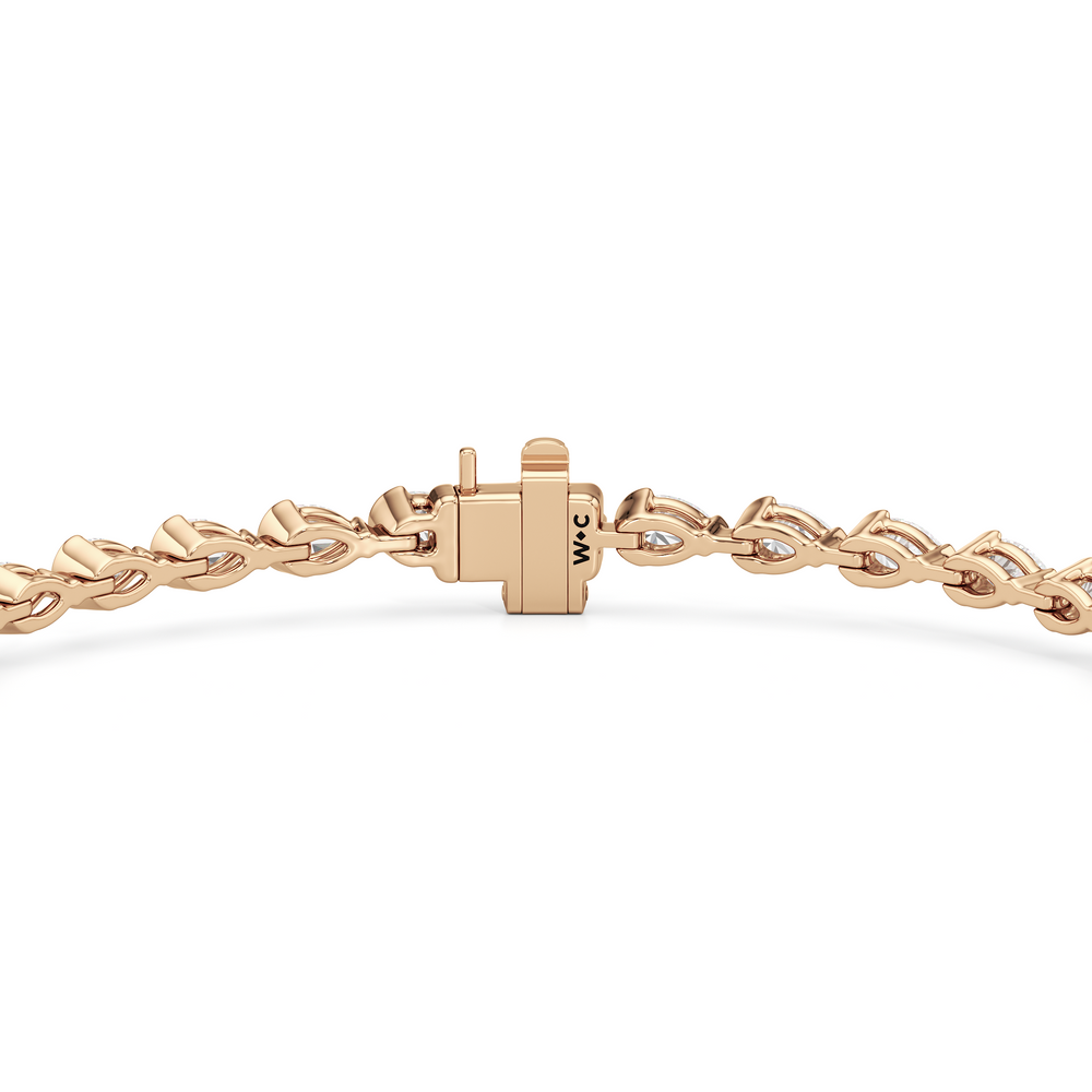 Trailing Pear Tennis Bracelet with 5 1/2 Cut Diamond in 14KT Rose Gold view 7
