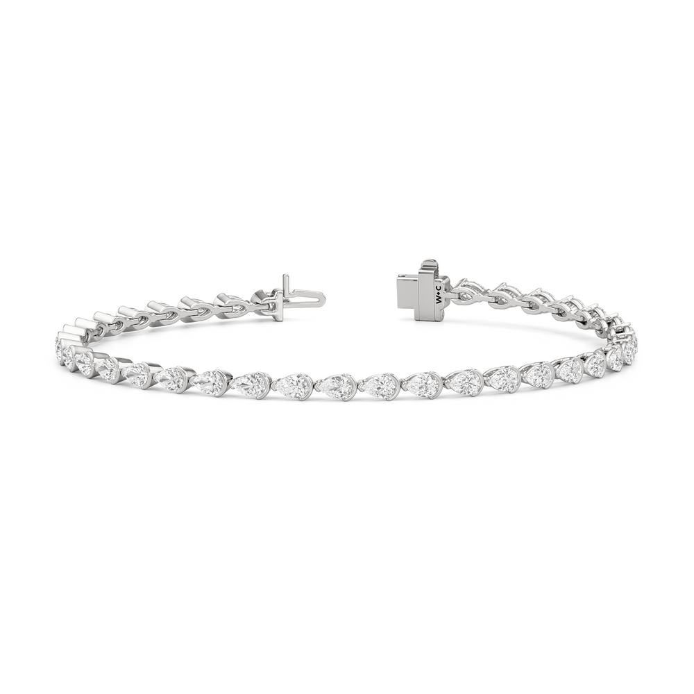 Trailing Pear Tennis Bracelet with 3 1/3 Cut Diamond in 14KT White Gold view 2
