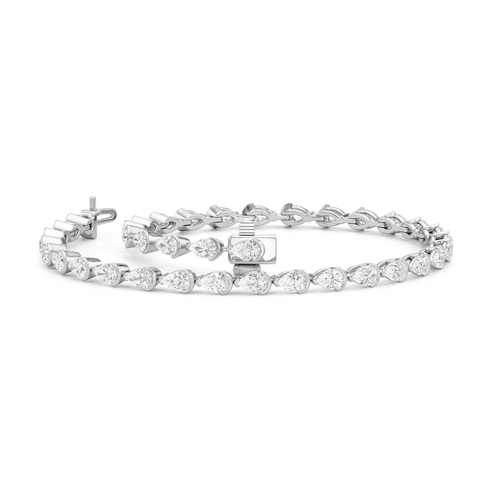 Trailing Pear Tennis Bracelet with 3 1/3 Cut Diamond in 14KT White Gold view 3
