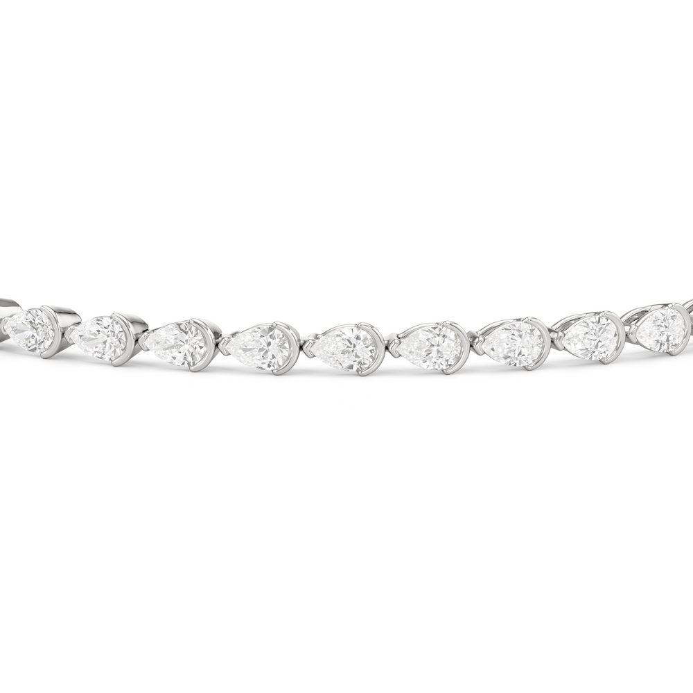 Trailing Pear Tennis Bracelet with 3 1/3 Cut Diamond in 14KT White Gold view 6
