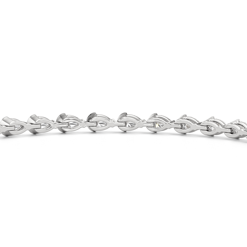 Trailing Pear Tennis Bracelet with 3 1/3 Cut Diamond in 14KT White Gold view 8
