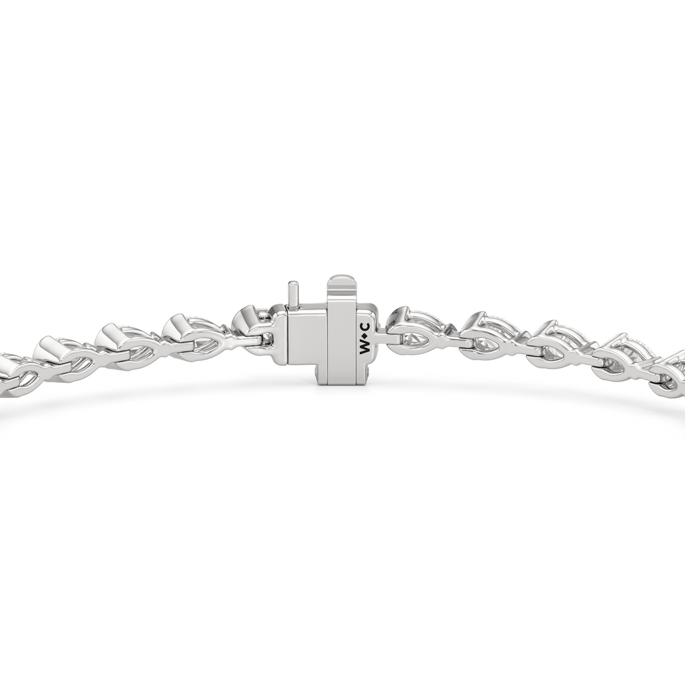 Trailing Pear Tennis Bracelet with 3 1/3 Cut Diamond in 14KT White Gold view 7
