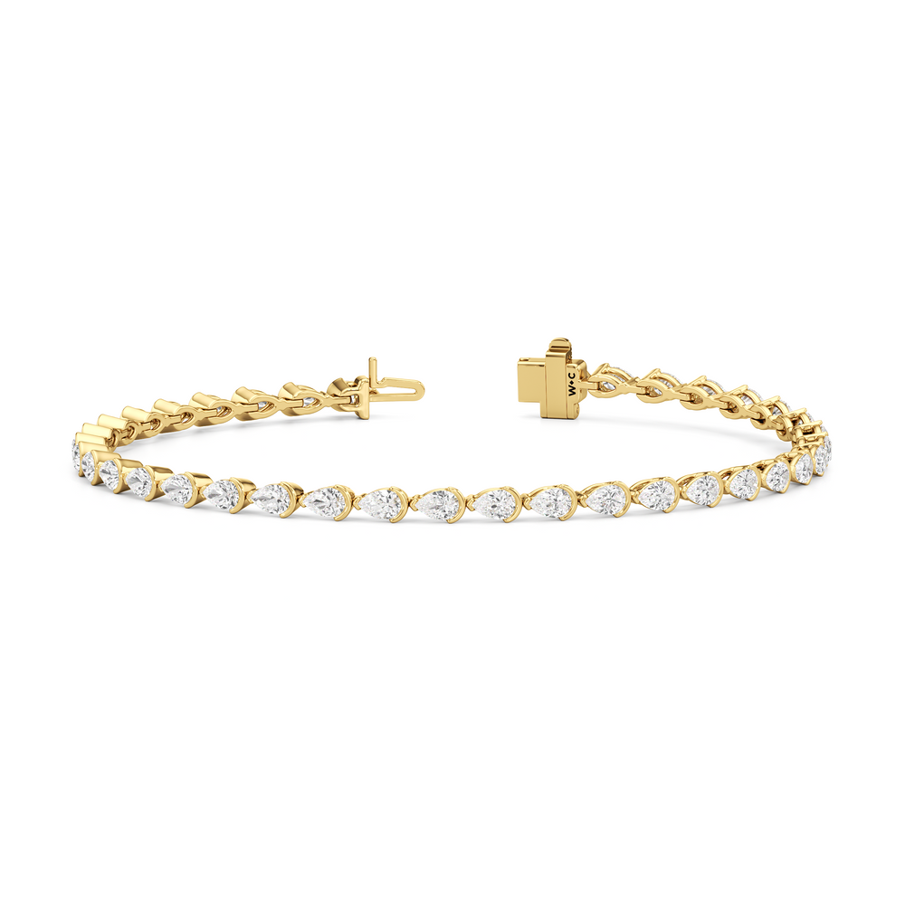 Trailing Pear Tennis Bracelet with 3 1/3 Cut Diamond in 14KT Yellow Gold view 2
