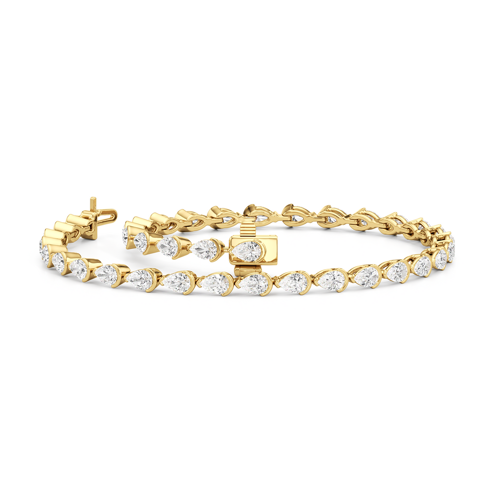 Trailing Pear Tennis Bracelet with 3 1/3 Cut Diamond in 14KT Yellow Gold view 3

