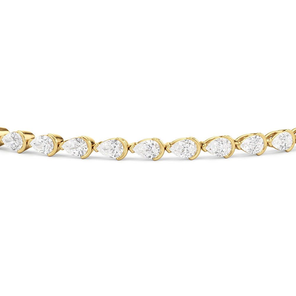 Trailing Pear Tennis Bracelet with 3 1/3 Cut Diamond in 14KT Yellow Gold view 6

