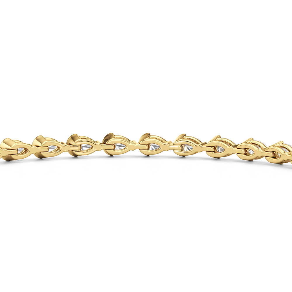 Trailing Pear Tennis Bracelet with 3 1/3 Cut Diamond in 14KT Yellow Gold view 8
