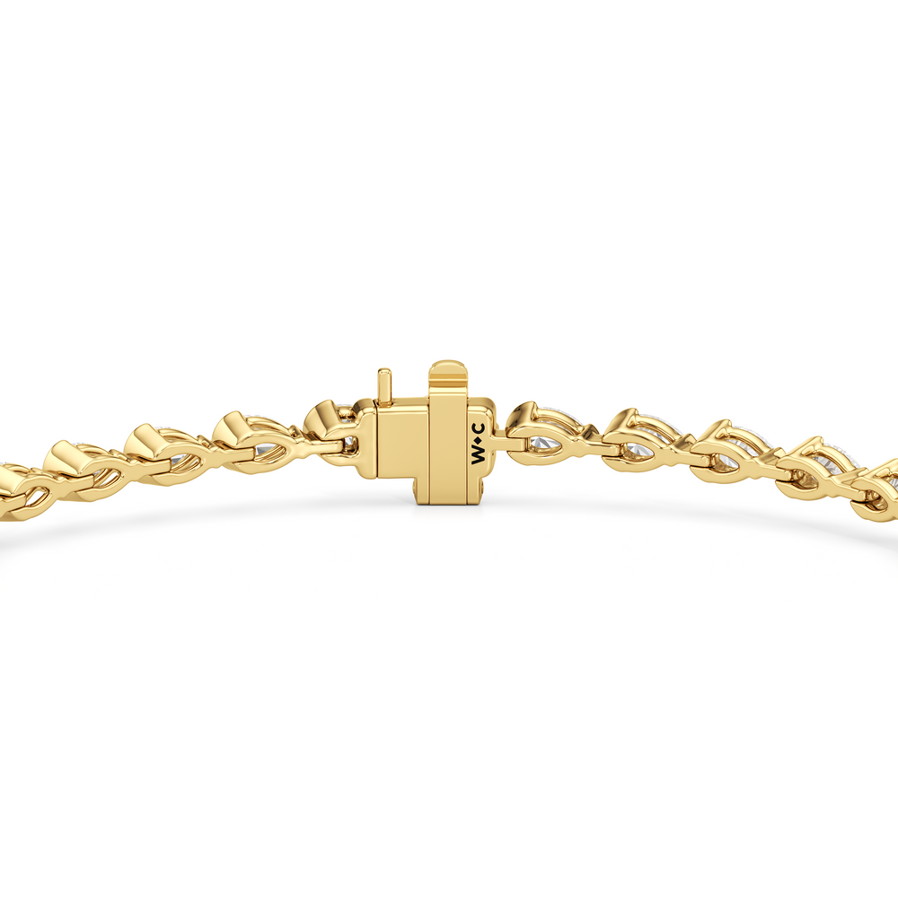 Trailing Pear Tennis Bracelet with 3 1/3 Cut Diamond in 14KT Yellow Gold view 7
