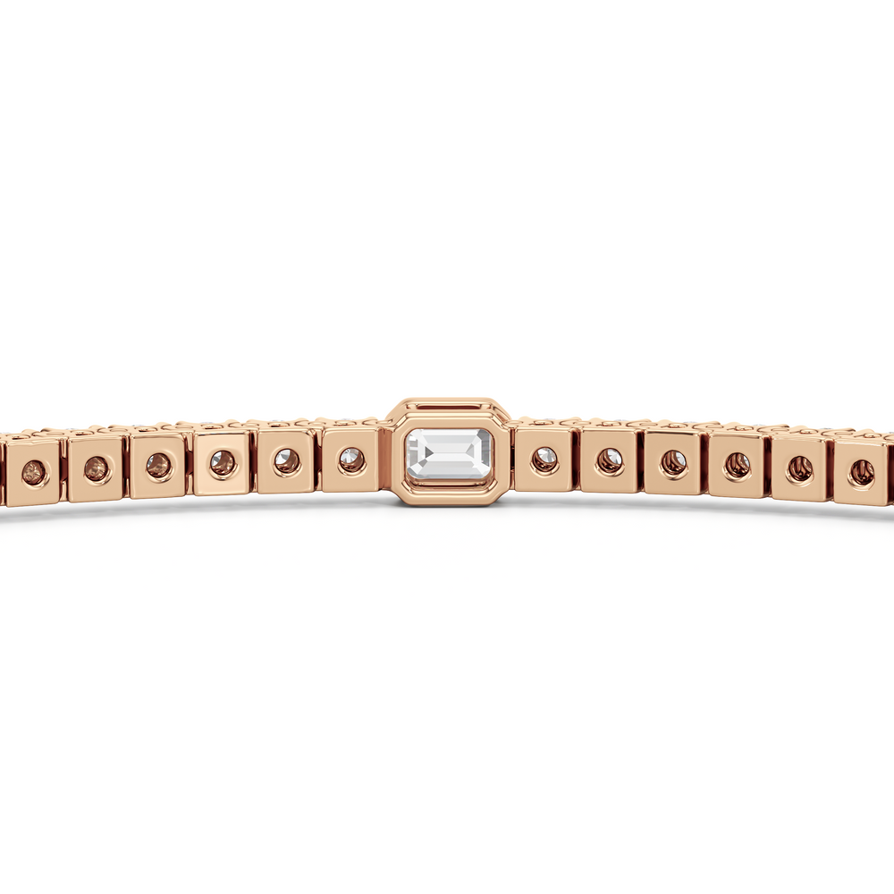 Emerald Station Tennis Bracelet with 2 Cut Diamond in 14KT Rose Gold view 8
