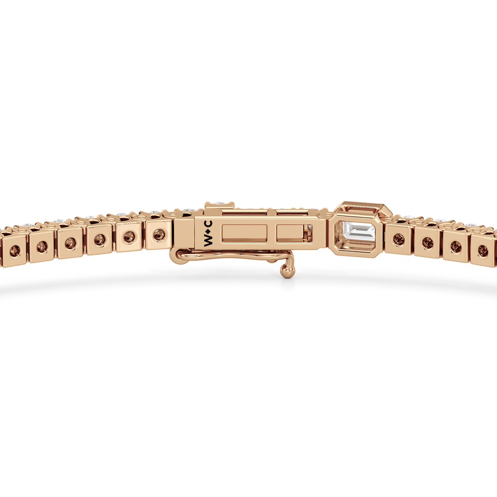 Emerald Station Tennis Bracelet with 2 Cut Diamond in 14KT Rose Gold view 7
