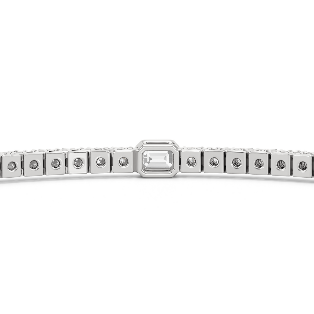 Emerald Station Tennis Bracelet with 2 Cut Diamond in 14KT White Gold view 8
