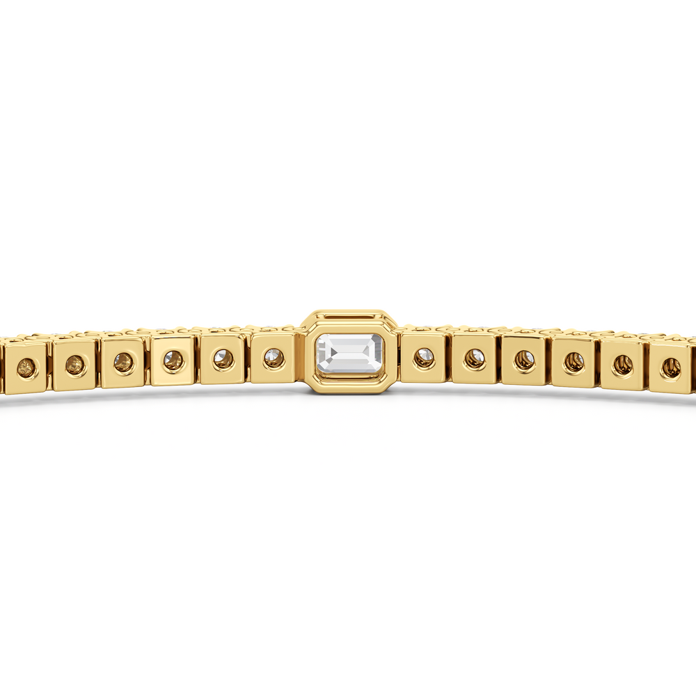 Emerald Station Tennis Bracelet with 2 Cut Diamond in 14KT Yellow Gold view 8
