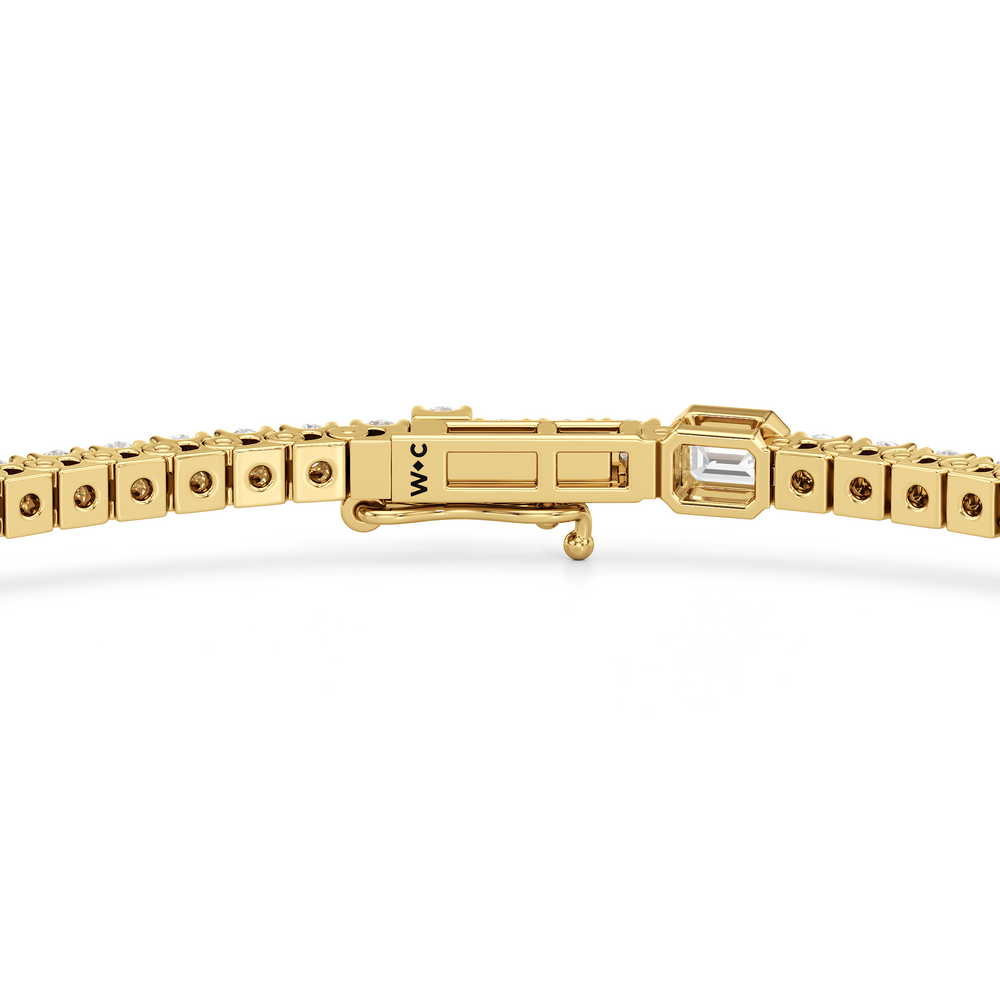 Emerald Station Tennis Bracelet with 2 Cut Diamond in 14KT Yellow Gold view 7
