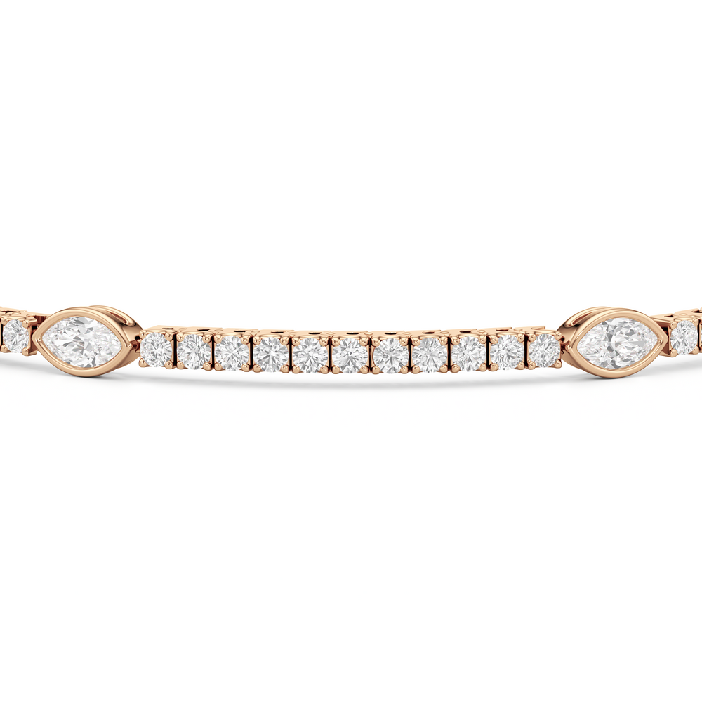 Marquise Station Tennis Bracelet with 2 3/4 Cut Diamond in 14KT Rose Gold view 6
