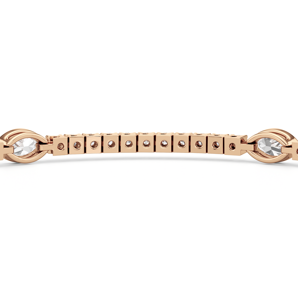 Marquise Station Tennis Bracelet with 2 3/4 Cut Diamond in 14KT Rose Gold view 8
