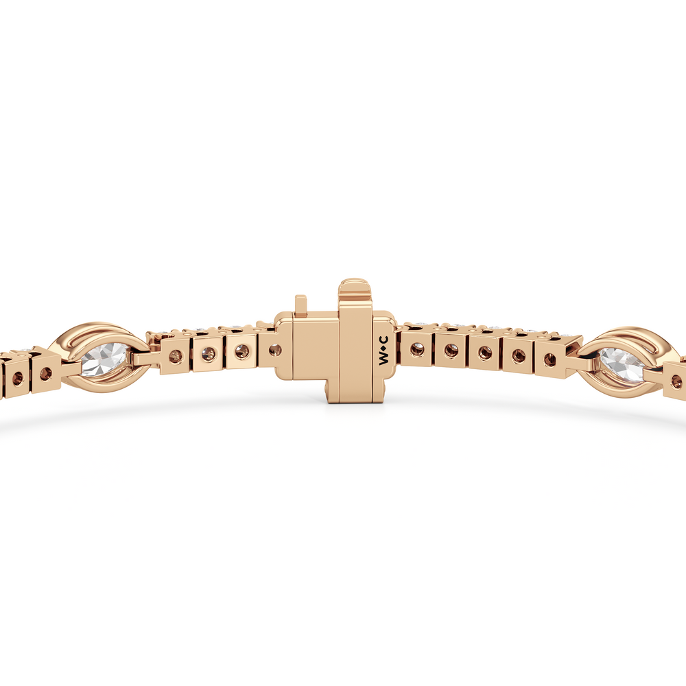 Marquise Station Tennis Bracelet with 2 3/4 Cut Diamond in 14KT Rose Gold view 7
