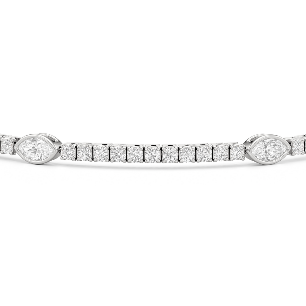 Marquise Station Tennis Bracelet with 2 3/4 Cut Diamond in 14KT White Gold view 6
