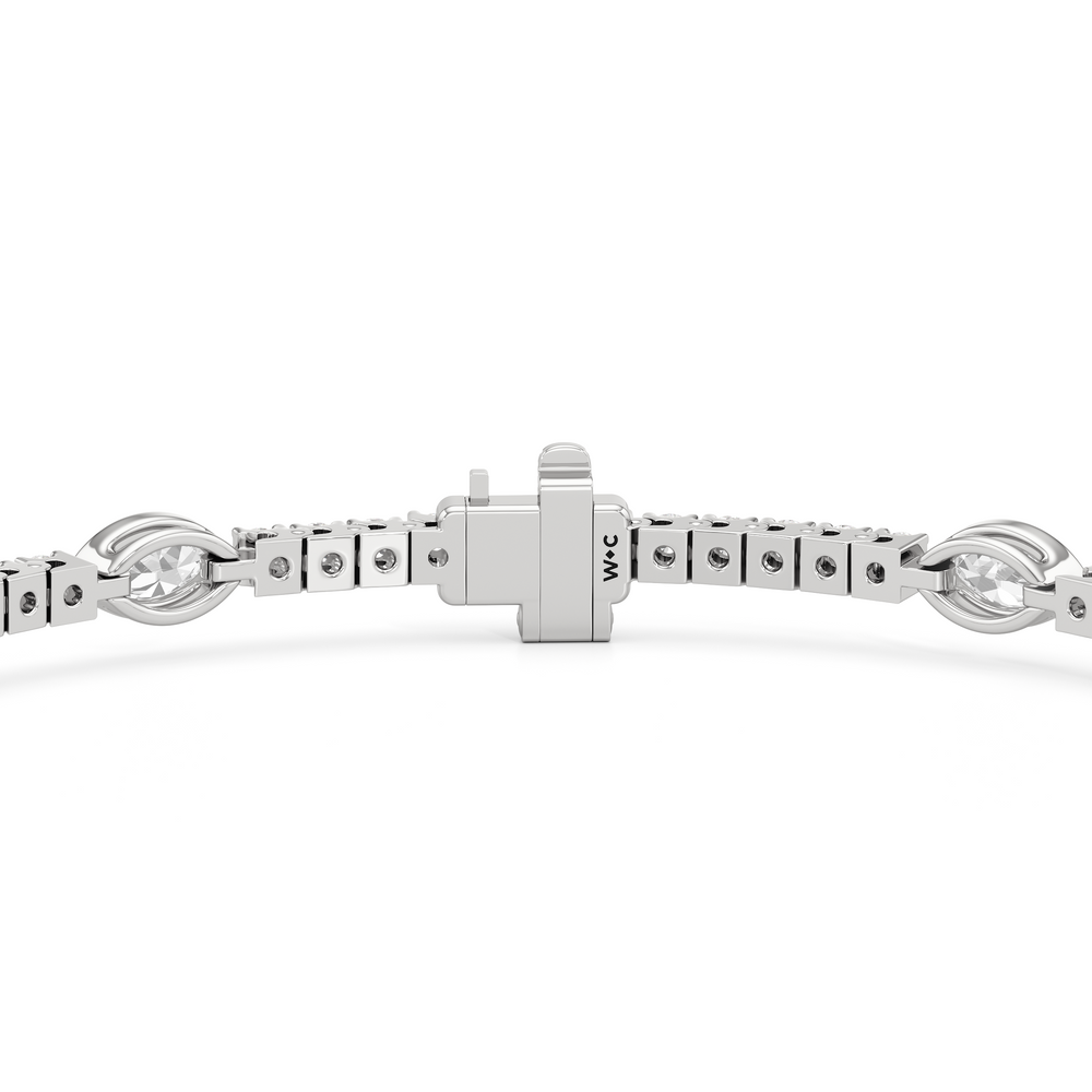 Marquise Station Tennis Bracelet with 2 3/4 Cut Diamond in 14KT White Gold view 7
