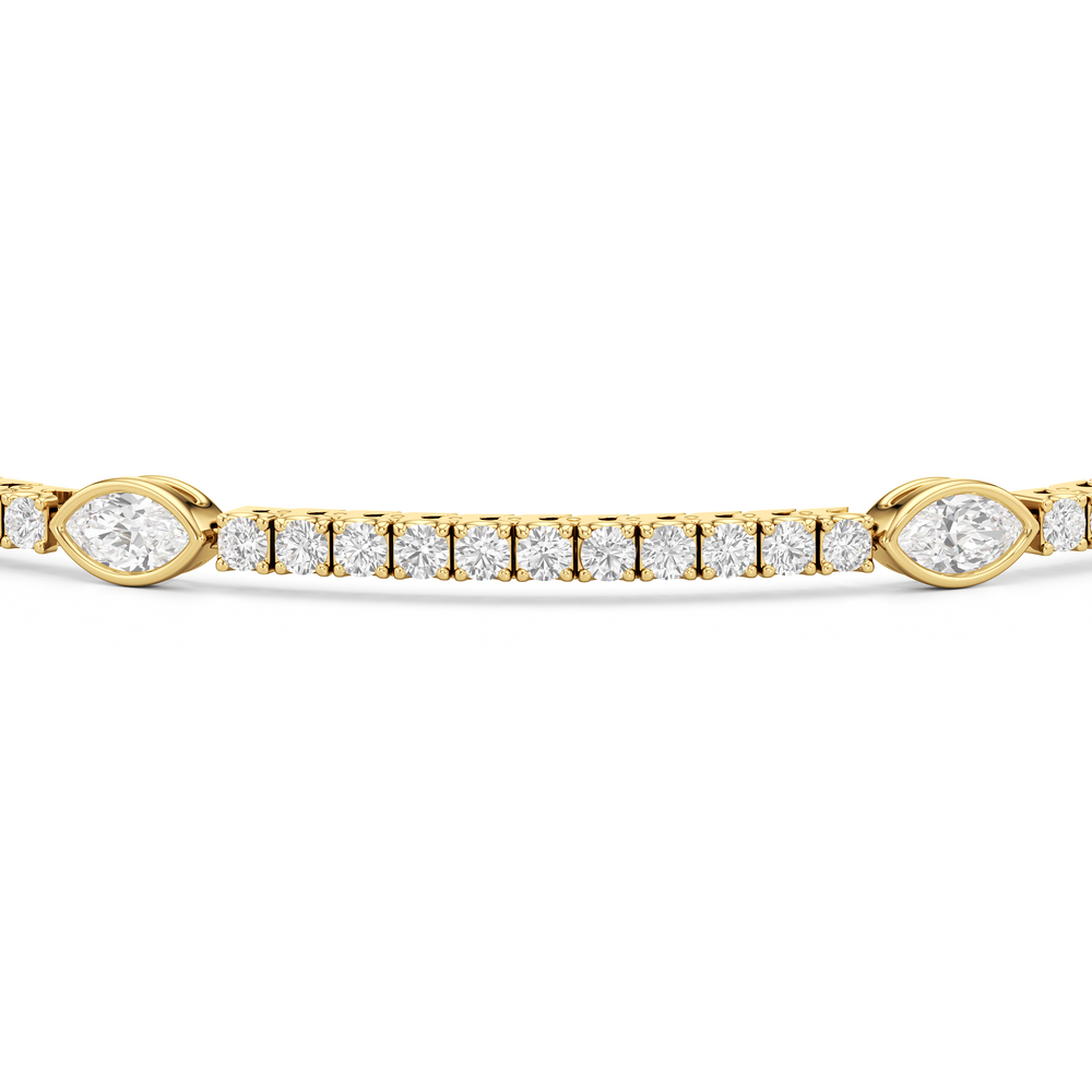 Marquise Station Tennis Bracelet with 2 3/4 Cut Diamond in 14KT Yellow Gold view 6
