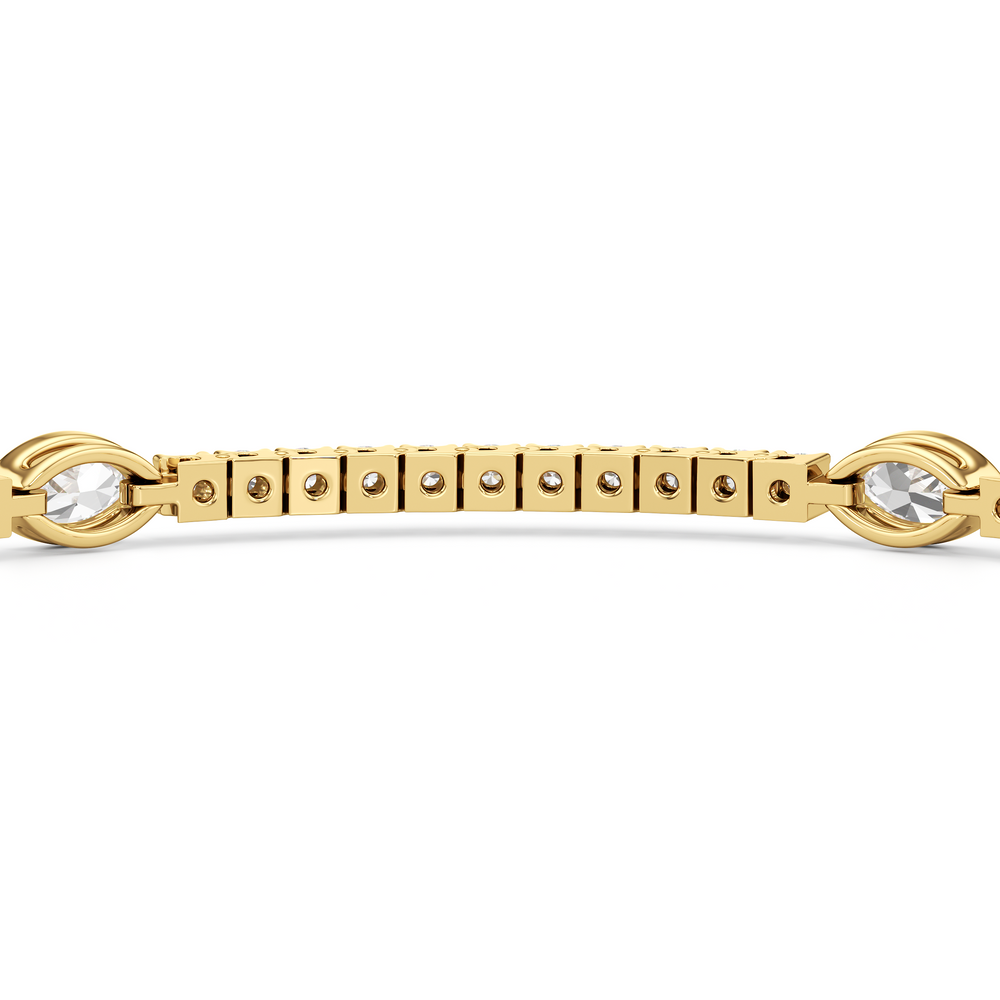 Marquise Station Tennis Bracelet with 2 3/4 Cut Diamond in 14KT Yellow Gold view 8
