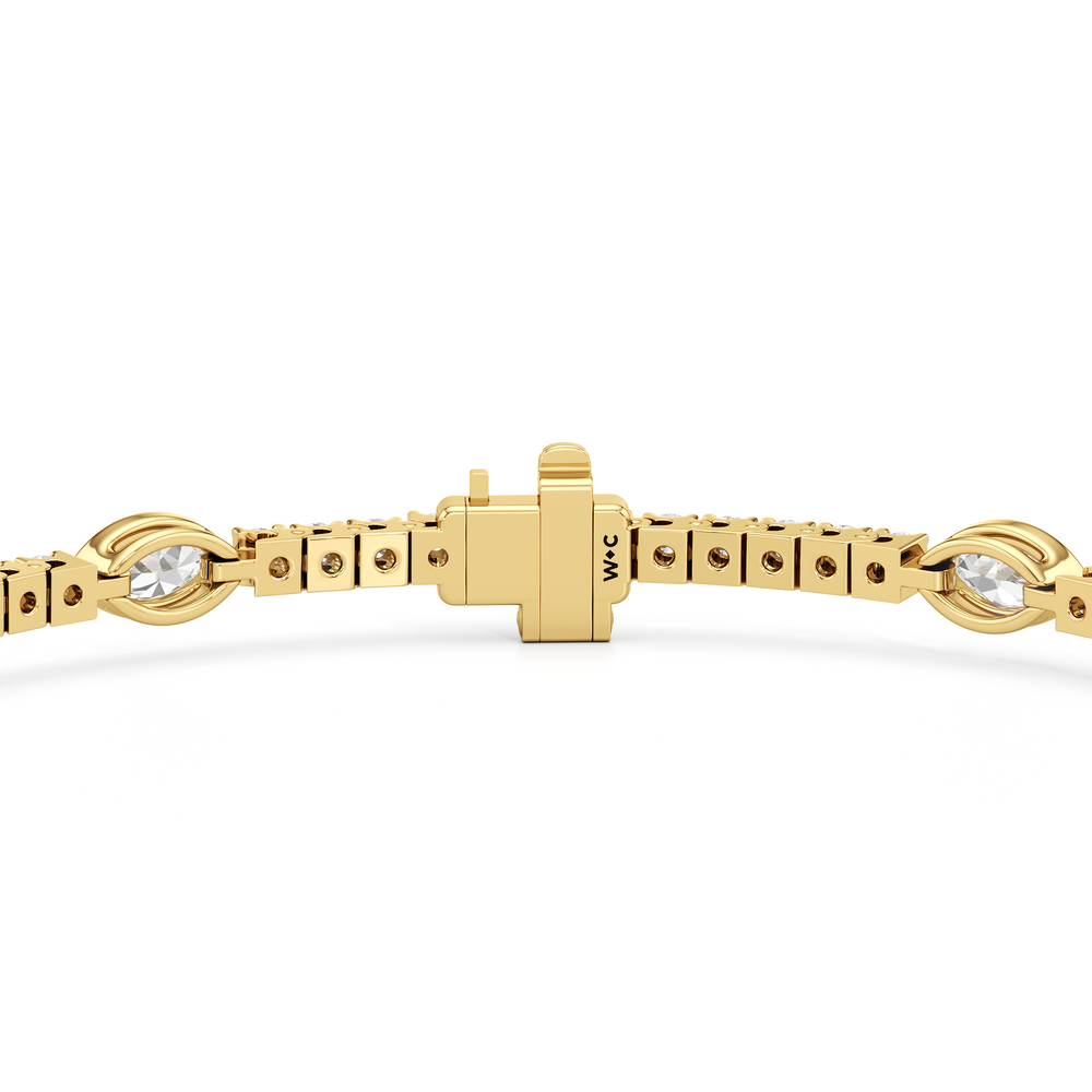 Marquise Station Tennis Bracelet with 2 3/4 Cut Diamond in 14KT Yellow Gold view 7
