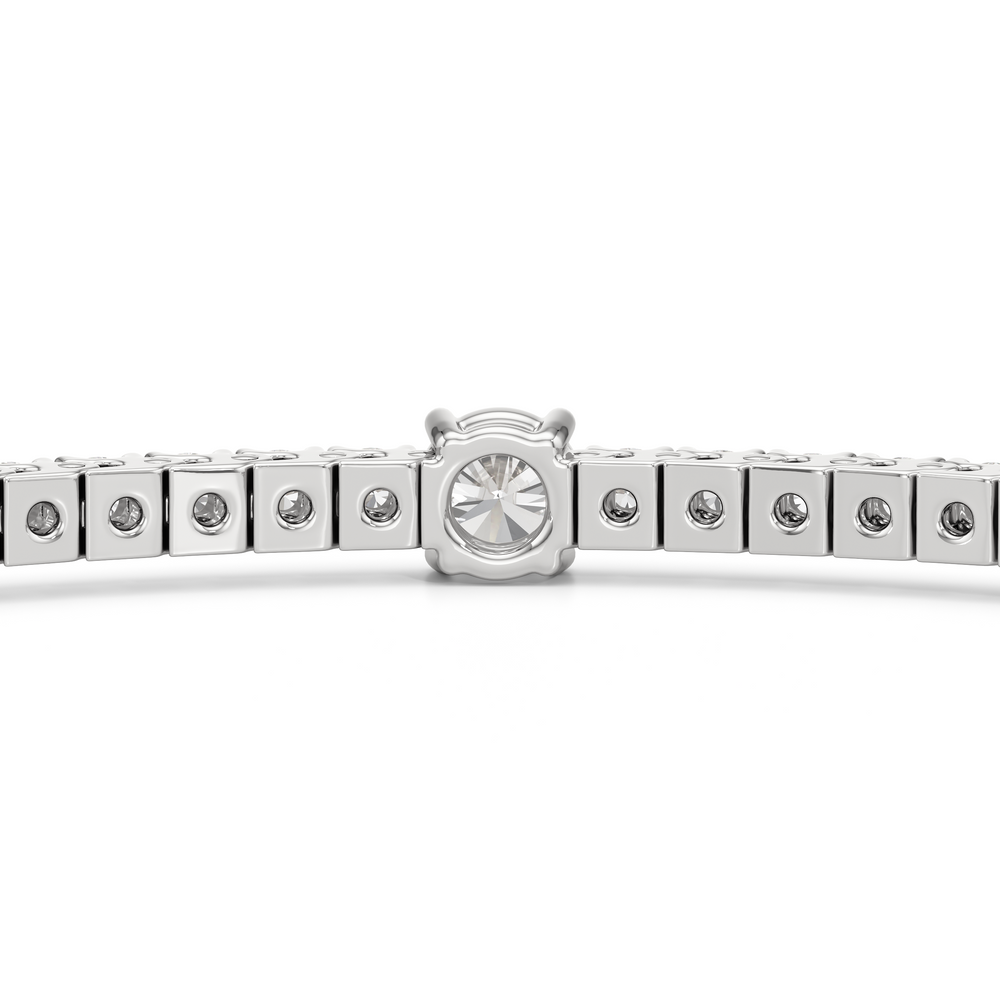 Round Station Tennis Bracelet with 3 Cut Diamond in 14KT White Gold view 8
