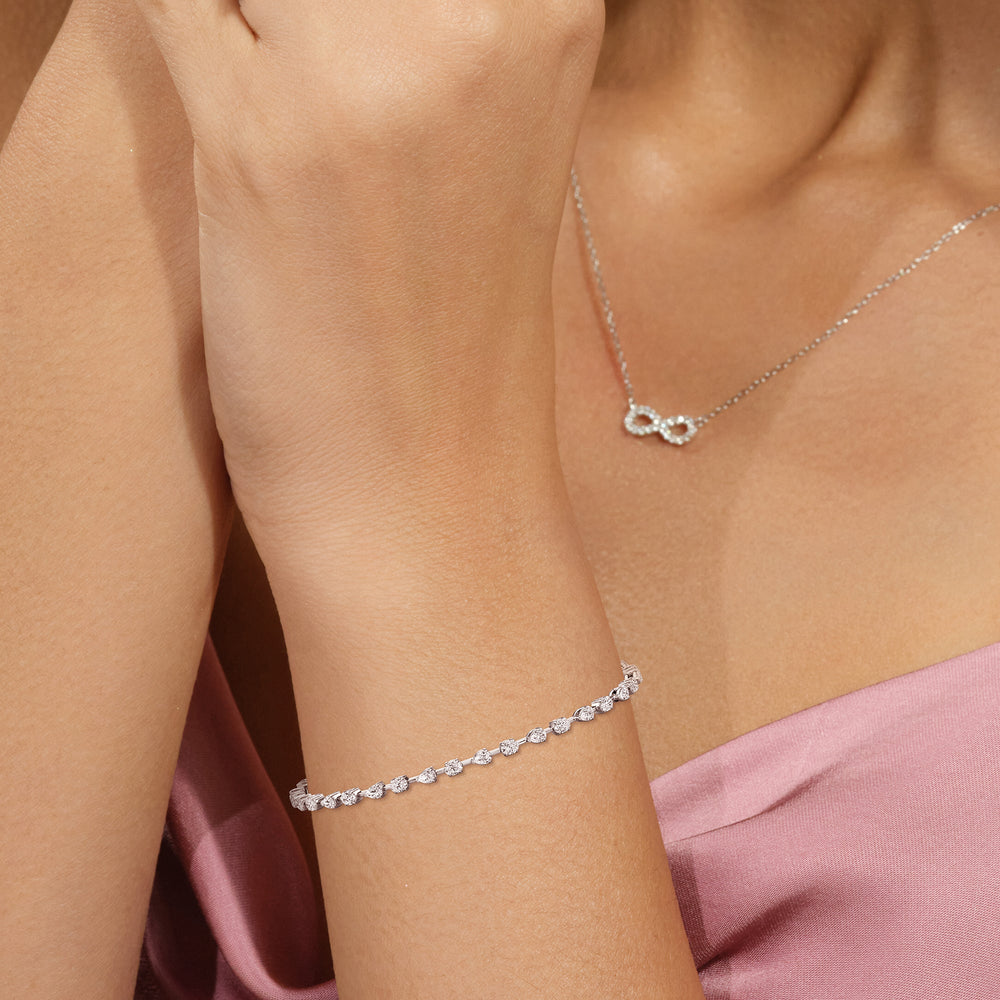 Pear and Oval Tennis Bracelet with 2 1/2 Cut Diamond in 14KT Rose Gold view 4
