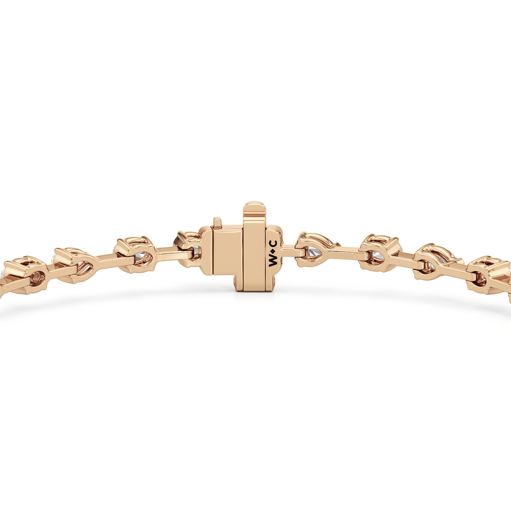 Pear and Oval Tennis Bracelet with 2 1/2 Cut Diamond in 14KT Rose Gold view 7
