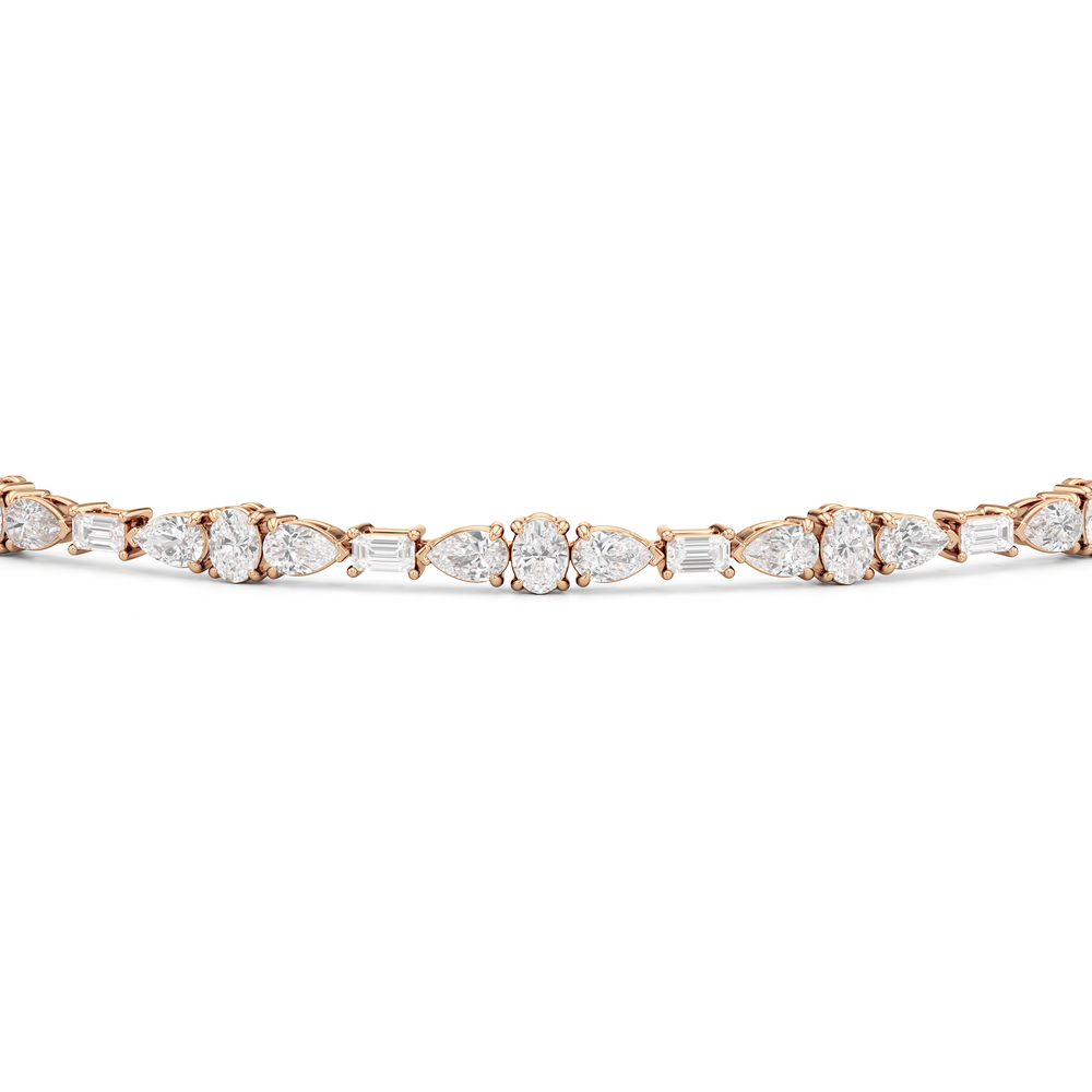 Pear and Oval Sequenced with Emerald Tennis Bracelet with 2 3/4 Cut Diamond in 14KT Rose Gold view 6
