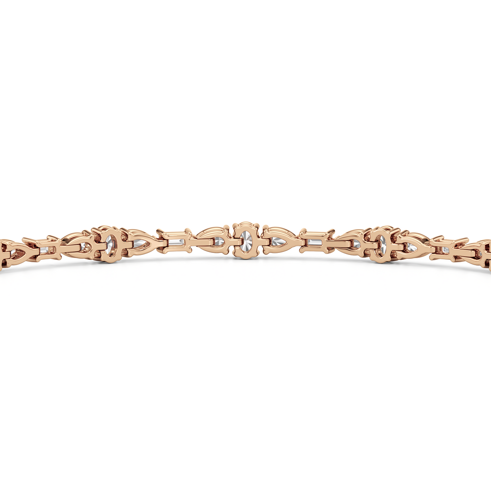 Pear and Oval Sequenced with Emerald Tennis Bracelet with 2 3/4 Cut Diamond in 14KT Rose Gold view 8
