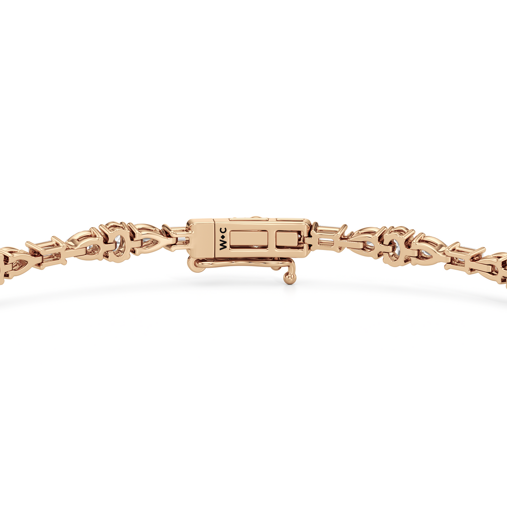 Pear and Oval Sequenced with Emerald Tennis Bracelet with 2 3/4 Cut Diamond in 14KT Rose Gold view 7
