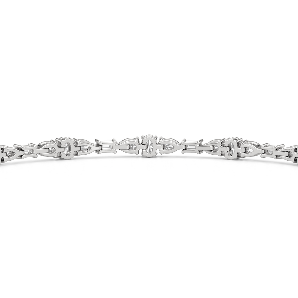 Pear and Oval Sequenced with Emerald Tennis Bracelet with 2 3/4 Cut Diamond in 14KT White Gold view 8
