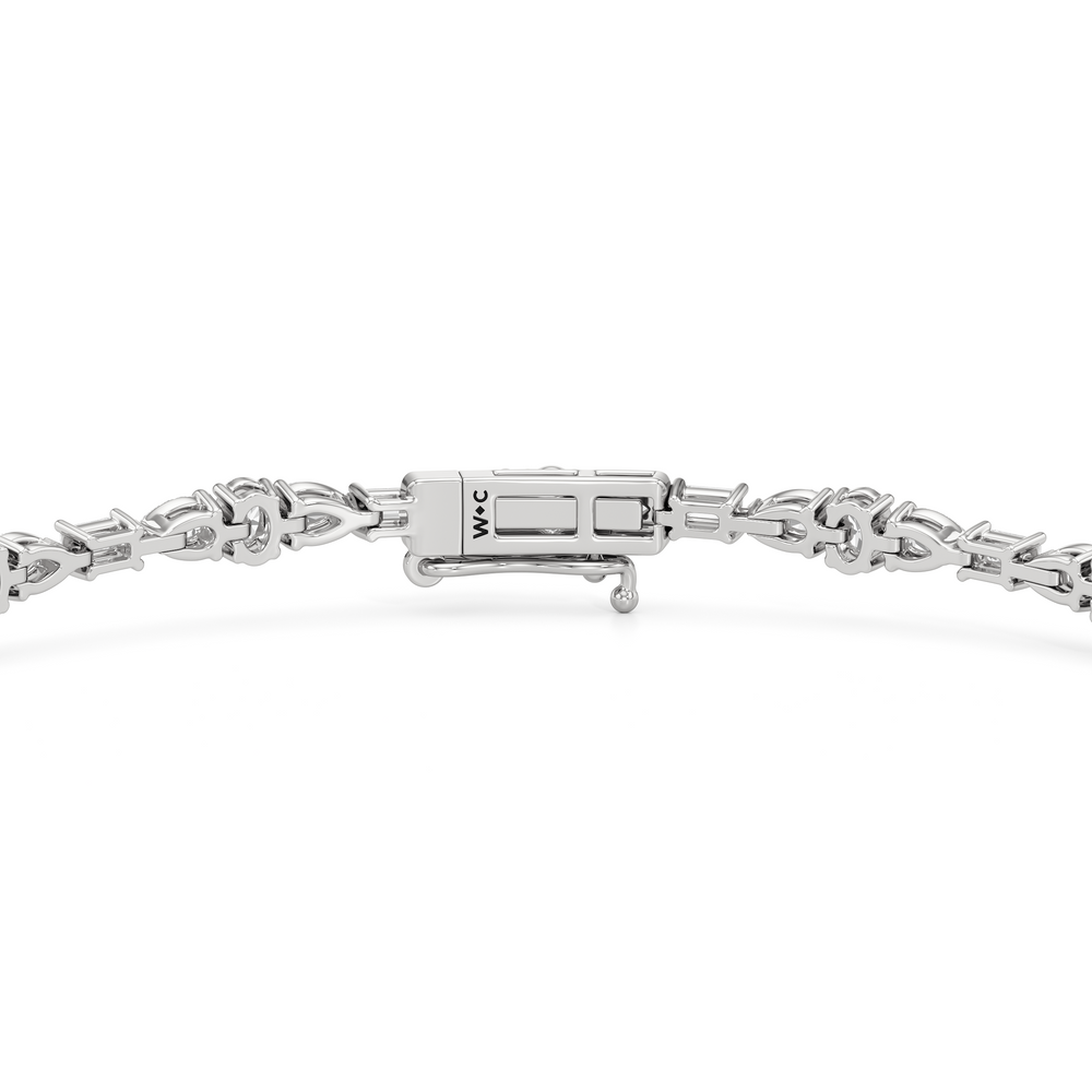 Pear and Oval Sequenced with Emerald Tennis Bracelet with 2 3/4 Cut Diamond in 14KT White Gold view 7
